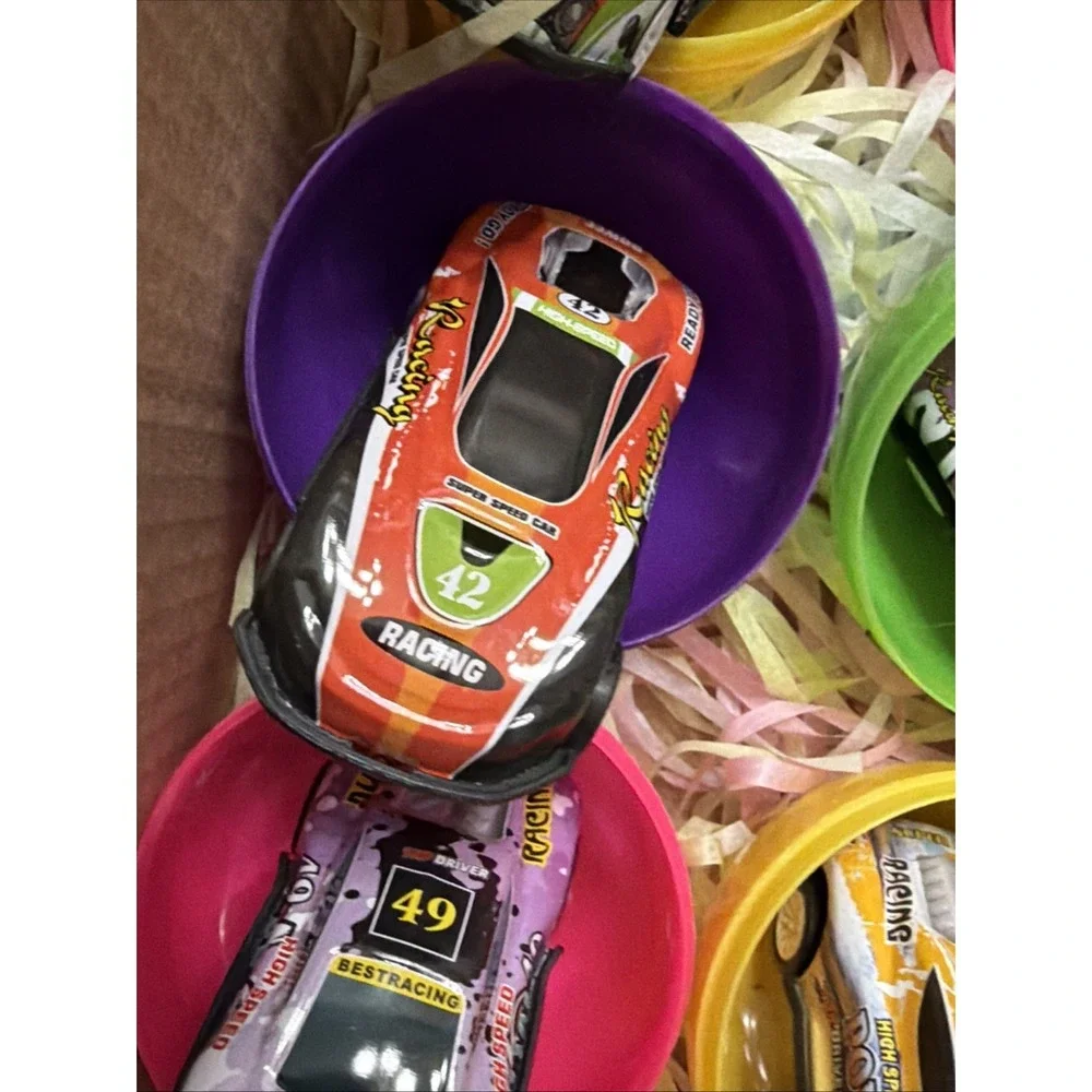 HiDreamy 12 Pack Pre-Filled Easter Eggs with Die-Cast Racing Cars Party Favors